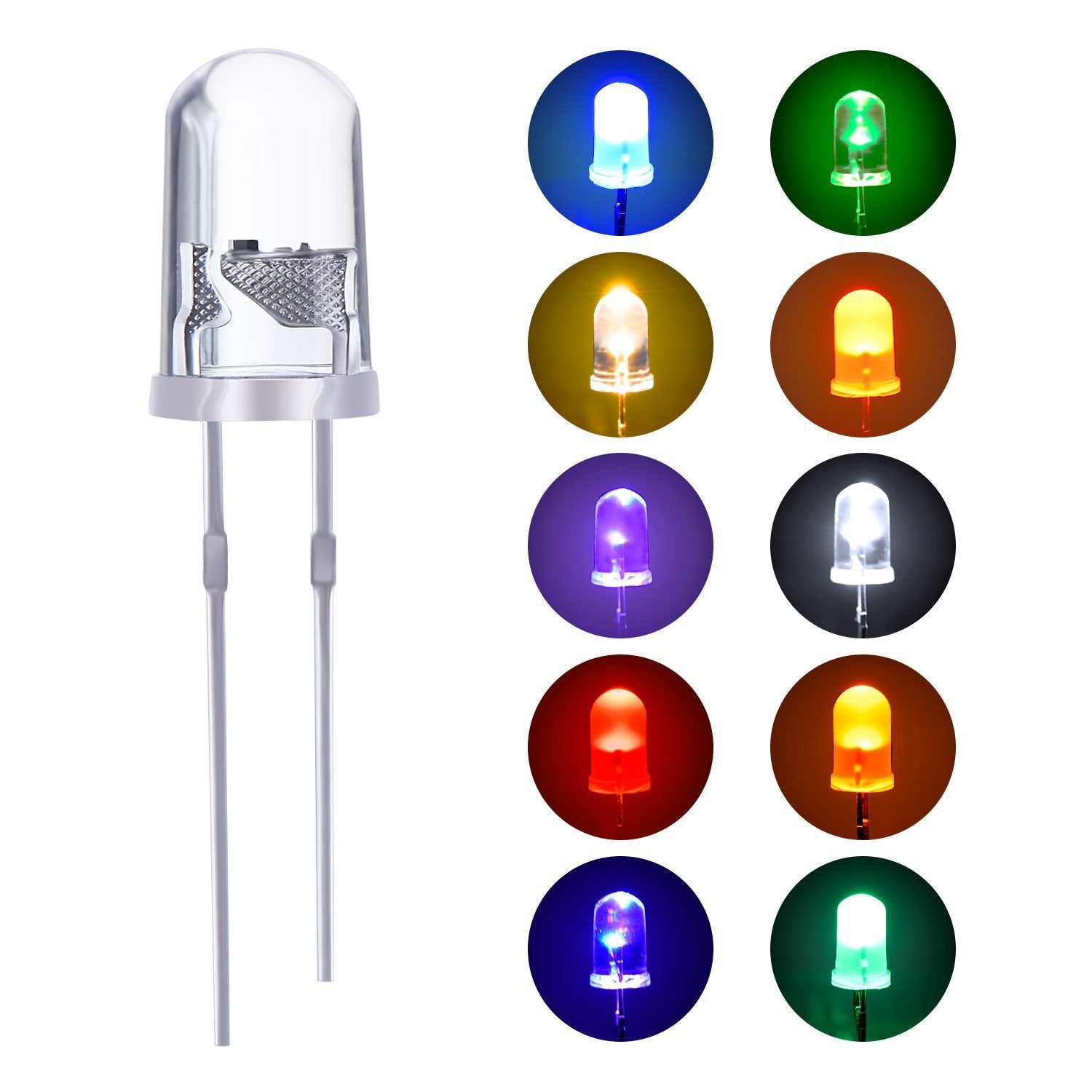 5mm Clear LED Pack of 10, 25, 50, 100 - Maker Supply